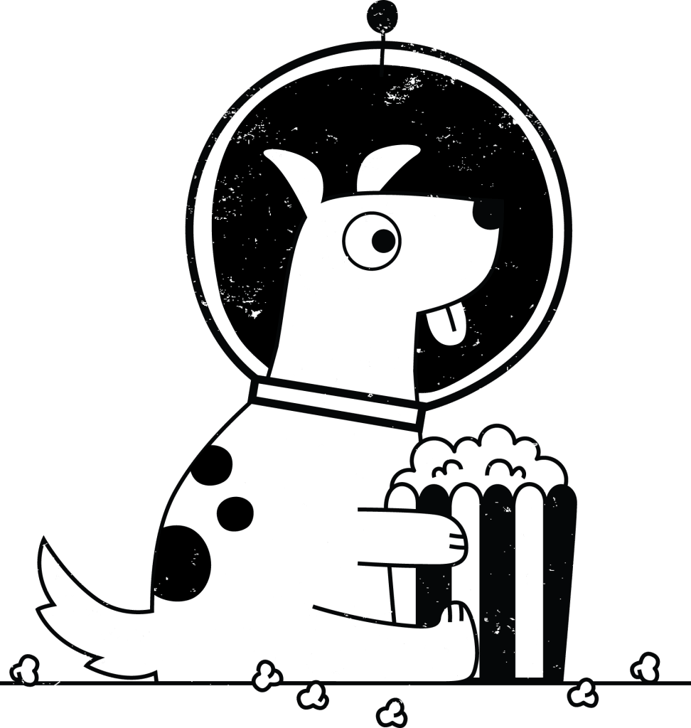 illustrasjon av hund som har popkorn